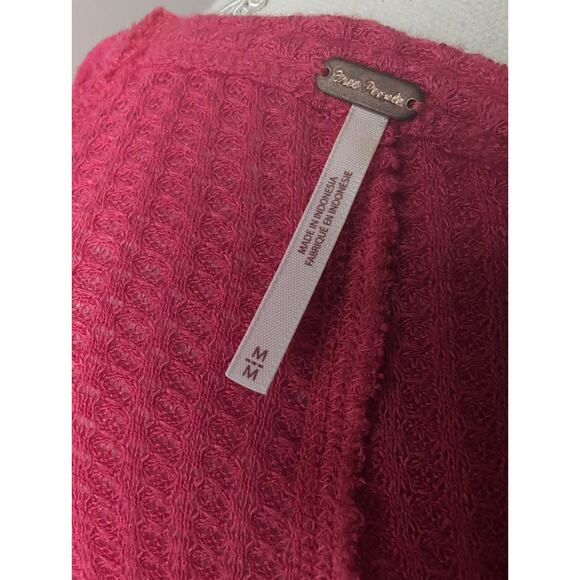 Free people Ventura thermal Y2K soft waffle knit coral scoop neck med top - Picture 5 of 7